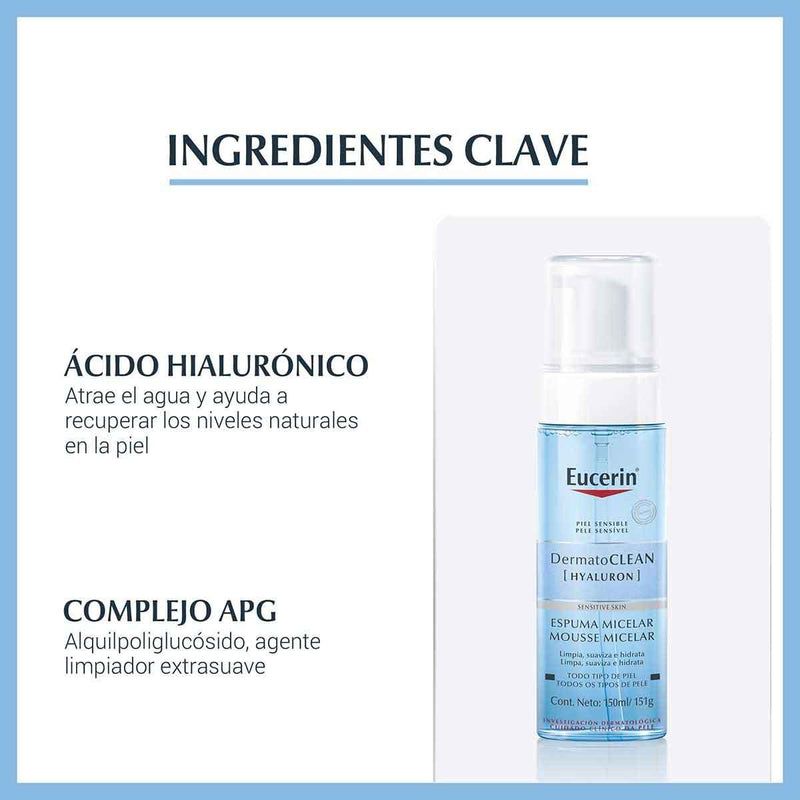 Espuma Micelar DermatoClean Hyaluron Eucerin