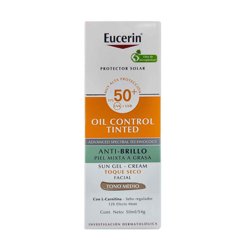 Protector solar eucerin oil control tinted anti brillo SPF 50