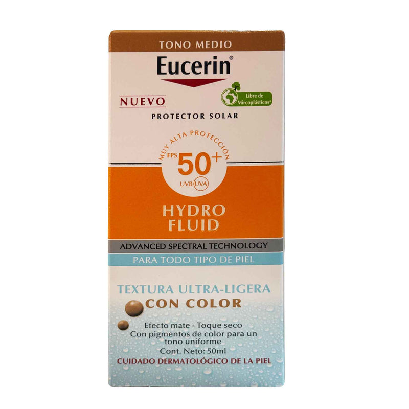 Protector Solar Eucerin Hydro Fluid con Color FPS 50